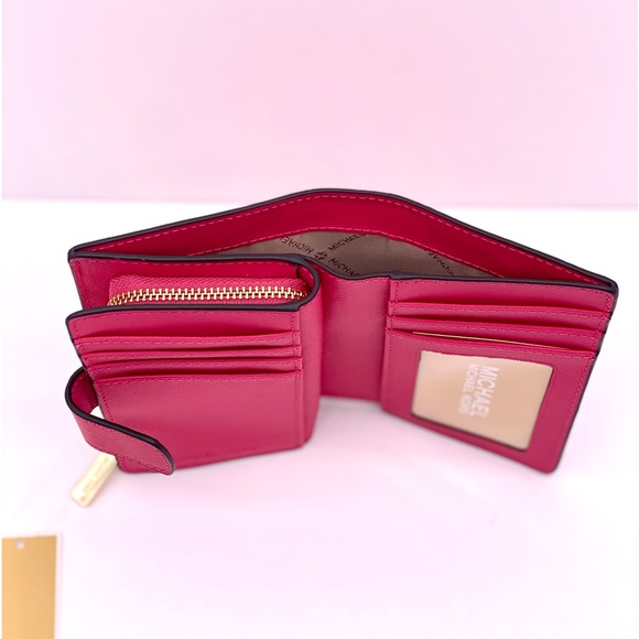 Michael Kors Jet Set Travel Medium Bifold Wallet Electronic Pink - Picture 13 of 15